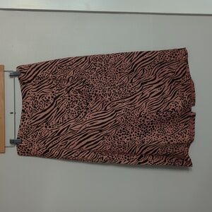 Animal Print Silky Midi Skirt